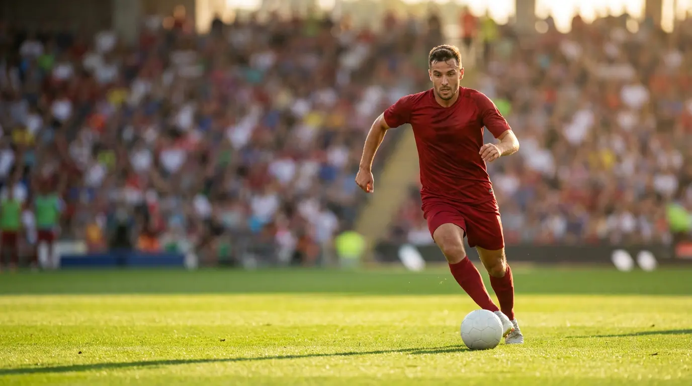 Jalkapalloilijat juoksevat vihreällä nurmikentällä MM-ottelussa