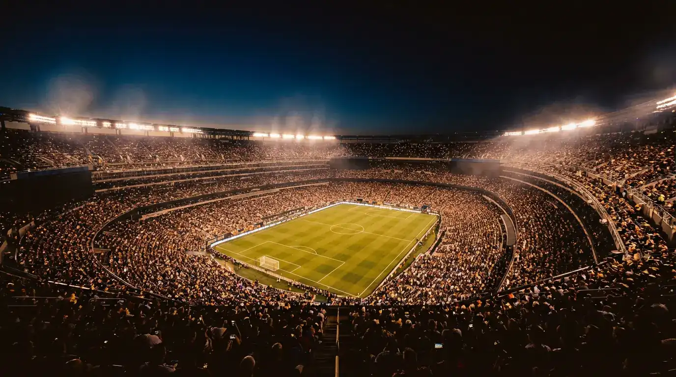 MetLife Stadium täynnä katsojia illalla ennen jalkapallon MM-finaalia